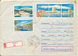 Romania Registered Cover Sent To Hungary Arad 10-8-1971 Stamps On Front And Backside Of The Cover - Brieven En Documenten