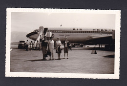Photo Originale Vintage Avion Air France Boeing 707 Baptisé Chateau De Vizille Aeroport D' Athenes Airport Débarquement - Aviación