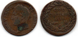 Monaco 5 Centimes 1837 MC B+ - 1819-1922 Honoré V, Charles III, Albert I