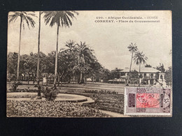 CP CONAKRY PLACE DU GOUVERNEMENT TP 15c OBL.20 JUIL 20 CONAKRY GUINEE FRANCAISE+BM BOITE MOBILE Pour J TABARY ST NAZAIRE - Lettres & Documents