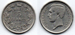Belgique -  5 Francs 1933 TB - 5 Frank & 1 Belga