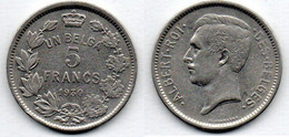 Belgique -  5 Francs 1930 TB+ - 5 Francs & 1 Belga