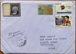 SPAIN 2022, ESPANA 2002, LA DOLORES ,TOURISM,VIGNETTE LABEL GOYA !! USED COVER TO INDIA - Covers & Documents