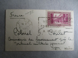 1937 Flamme Flier Alger Visitez La Foire Alger A Paques Lettre Timbre 25 C Violet Mosquee El Kebir - Covers & Documents