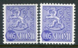 FINLAND 1972 Definitiive: Lion 0.05 M. On Both Papers MNH / **.  Michel 706x+y - Unused Stamps