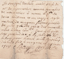 1719 - Quittance Manuscrite - Signature Du Curé De Magnac - Petit Format - Règne De Louis XV - 2 Scans - Manoscritti