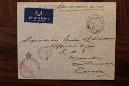 1943 LEVANT Palestine Moncton Canada WW2 Cover FPO 550 Field Post Office Palästina Israel Censor Censure Squadron Leader - Otros & Sin Clasificación