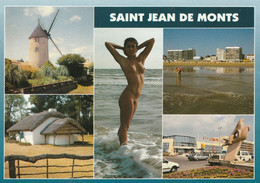 CARTE POSTALE DE 10CM/15CM ORIGINALE COULEUR MULTIVUES : SAINT JEAN DE MONTS DONT FEMME NUE NATURISTE  VENDEE (85) - Saint Jean De Monts