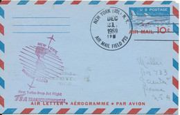 USA Aerogramme First Flight Turbo Prop Jet Flight New York - Buenos Aires 21-12-1959 - 1941-60