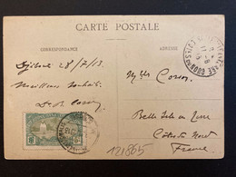 CP VISITE DU GOUVERNEUR AUX SALINES TP 5c OBL.28 JUL 1913 DJIBOUTI Pour CORSON à GUINGAMP (22) FRANCE - Covers & Documents