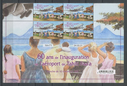 POLYNESIE 2021 N° 1264 ** Bloc De 4 Coin Daté Neuf MNH Superbe Avion Plane Transport Aéroport De Tahiti Faa'a - Neufs