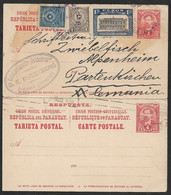 1922 PARAGUAY RARE - PRE MENNONITE SETTLEMENT - UPRATED 4c/4c STATIONERY W. PAID REPLY CARD To PARTENKIRCHEN, GERMANY - Paraguay