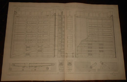 Plan De Portes D'Ecluse Mixtes (bois Et Fer) De Fécamp.1875 - Obras Públicas