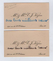 VP19.799 - PARIS 1928 - CDV - Carte De Visite X 2 - Mr & Mme Elie - Jean VEZIEN ( Sculpteur Et Graveur Né à Marseille ) - Tarjetas De Visita