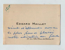 VP19.802 - PARIS - CDV - Carte De Visite - Mr Edgard MAILLET - Visitenkarten