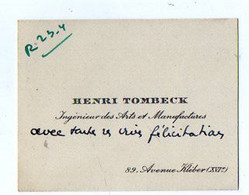 VP19.805 - PARIS - CDV - Carte De Visite - Mr Henri TOMBECK Ingénieur Des Arts Et Manufactures - Tarjetas De Visita