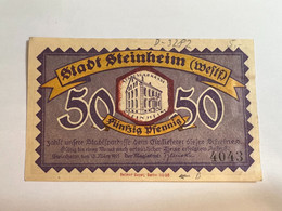 Allemagne Notgeld Steinheim 50 Pfennig - Collections