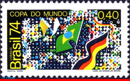 Ref. BR-1356 BRAZIL 1974 FOOTBALL SOCCER, WORLD CUP CHAMPIONSHIP,, VICTORY OF GERMANY, FLAGS, MI# 1445,MNH 1V Sc# 1356 - 1974 – Alemania Occidental