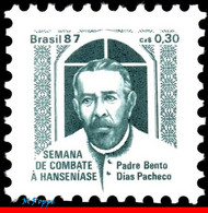 Ref. BR-RA23 BRAZIL 1987 HEALTH, HANSEN DISEASE, LEPROSY,, FATHER BENTO DIAS PACHECO, MI# Z24, MNH 1V Sc# RA23 - Unused Stamps