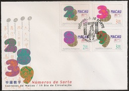 Macau Macao Chine Cover FDC 1997 - Numeros Da Sorte - Lucky Numbers - MNH/Neuf - FDC