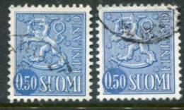 FINLAND 1970 Definitive Lion 0.50 M. Blue On Both Papers Used.  Michel 666x-y - Gebraucht