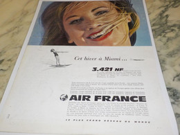 ANCIENNE PUBLICITE  CET HIVER A MIAMI AVEC AIR FRANCE    1962 - Pubblicità