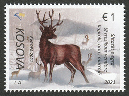 Kosovo 2021 Europa CEPT Endangered Wildlife Animals Fauna Roe Deer, Definitive Stamp MNH - Kosovo