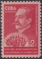 1940-336 CUBA REPUBLICA 1940 MLH GONZALO DE QUESADA PANAMERICAN UNION - Ongebruikt