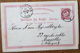 Cover Norge 1885 Christiania Send To Belgium - Covers & Documents