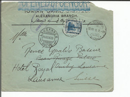 Egypte, Lettre Censure, Alexandria - Lausanne CH (24.7.1916) Format 12.5x15.5 - 1915-1921 British Protectorate