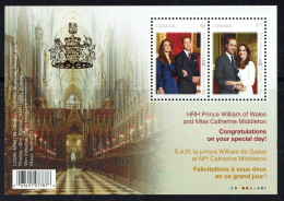 2011   Royal Wedding   HRH William Of Wales  Souvenir Sheet Of 2 Different  With Insigna Overprint Sc 2465b  MNH - Unused Stamps