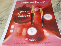 ANCIENNE PUBLICITE OFFREZ UN PARKER  1965 - Autres & Non Classés