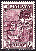 MALAYA MALACCA 1960 10c Deep Maroon SG55 Fine Used - Malacca