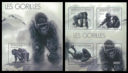 Gorilla, Monkey, Wild Animals, Burundi 2012 MNH 2SS Set - Gorilas