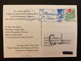 CP TP BONNE ANNEE 0,56E OBL.MEC. BLEUE 24 12 09 MONTE-CARLO - Cartas & Documentos