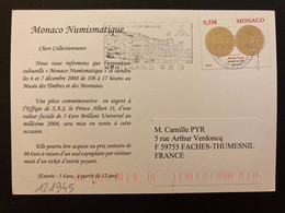 CP TP ANCIEN FRANC 0,55E OBL.MEC.14-11 08 MONTE-CARLO - Brieven En Documenten