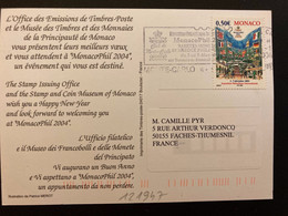 CP TP MONACOPHIL 2004 0,50E OBL.MEC.6-1 04 MONTE-CARLO - Cartas & Documentos