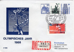 52464 - Bund - 1988 - 50Pfg SWK PrivatGAUmschl "Olympisches Jahr 1988" Als R-Bf M SoStpl ESSEN - OLYMPISCHES JAHR 1988 - Autres & Non Classés