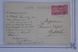 E16 SOMALIS BELLE CARTE 1920  POUR DJIBOUTI +DIRRE DOUALA + AFFRANCH.PLAISANT - Lettres & Documents