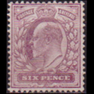 G.B. 1902 - Scott# 135 King EVII 6p No Gum - Neufs