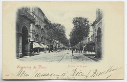 SOUVENIR DE NICE AVENUE DE LA GARE CARTE A NUAGE 1900 - Transport (rail) - Station