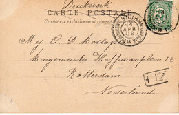 Grootrond POSTAGENT ROTTERDAM-BATAVIA 1908 - Poststempels/ Marcofilie