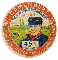 ETIQU. Camembert AU PAYSAN NORMAND Fougerolles Du Plessis 53 - Formaggio