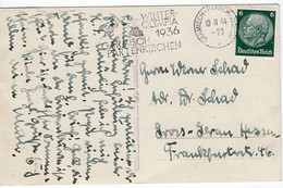 52568 - Deutsches Reich - 1934 - 6Pfg Hindenburg EF A AnsKte GARMISCH-PARTENKIRCHEN - WINTER-OLYMPIA 1936 ... -> Hessen - Inverno1936: Garmisch-Partenkirchen