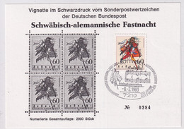 MiNr. 1167 BRD - Auf Vignette Im Schwarzdruck Vom Sonderpostwertzeichen Der Deutschen Bundespot - Carnaval