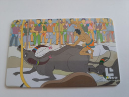 THAILAND  CHIPCARD 300  BATH  / BUFFALOO RACING FESTIVAL JIGSAW 1     Used Card       **9991** - Thaïland