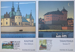Finlande - Aland - 2 FDC - Carte Maximum - Tavastehus - Kalmar - 1997 - Tarjetas – Máximo