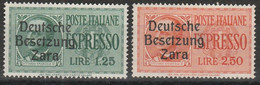 313 Zara  1943 - Espressi D’Italia Soprastampati N. 1/2. Cat. € 180,00. SPL. MH - Occup. Tedesca: Zara