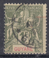GUYANE : TYPE GROUPE 1F OLIVE N° 42 AVEC OBLITERATION LEGERE - Oblitérés