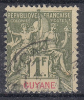 GUYANE : TYPE GROUPE 1F OLIVE N° 42 AVEC OBLITERATION LEGERE - Oblitérés